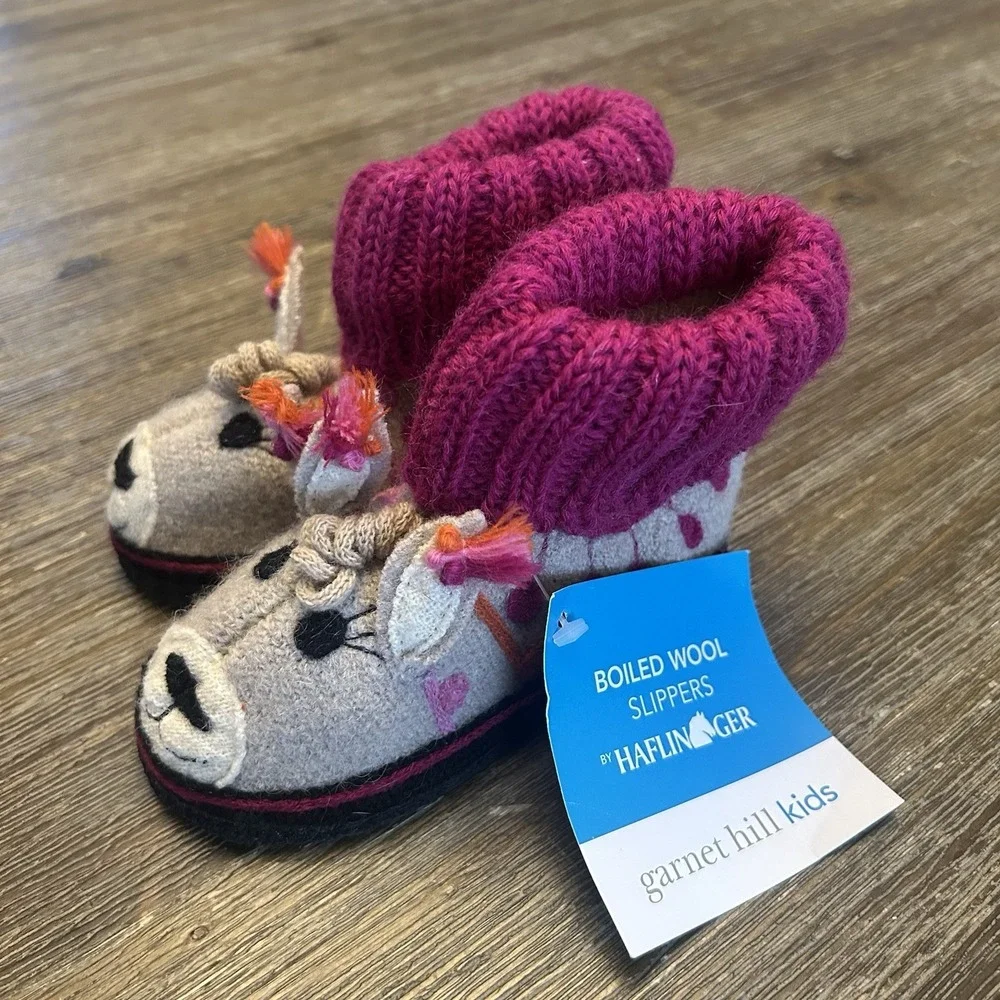 Haflinger Garnet Hill Kids Boiled Wool Llama Slippers Size 05 Toddler New